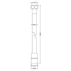 1.5M Smooth Silver Shower Flex Hose - Technical Drawing