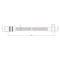 2M Shower Flex Hose - Technical Drawing