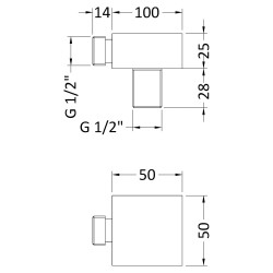 Square Outlet Elbow - Technical Drawing