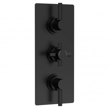 Tec Pura Matt Black Triple Thermostatic Shower Valve