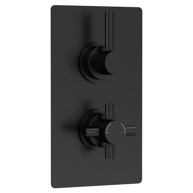 Tec Pura Matt Black Twin Thermostatic Shower Valve With Diverter Tec Pura Matt Black Twin Thermostatic Shower Valve With Diverter