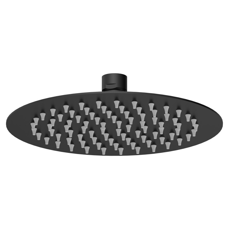Matt Black Round Shower Fixed Head 200mm