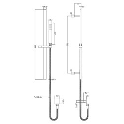 Matt Black Rectangular Slide Rail Kit - Technical Drawing