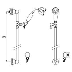 Traditional Black Slider Rail Kit - Technical Drawing