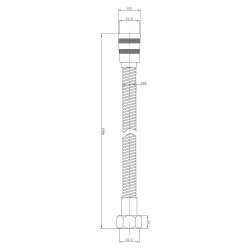 Matt Black Shower Hose 1.5M - Technical Drawing