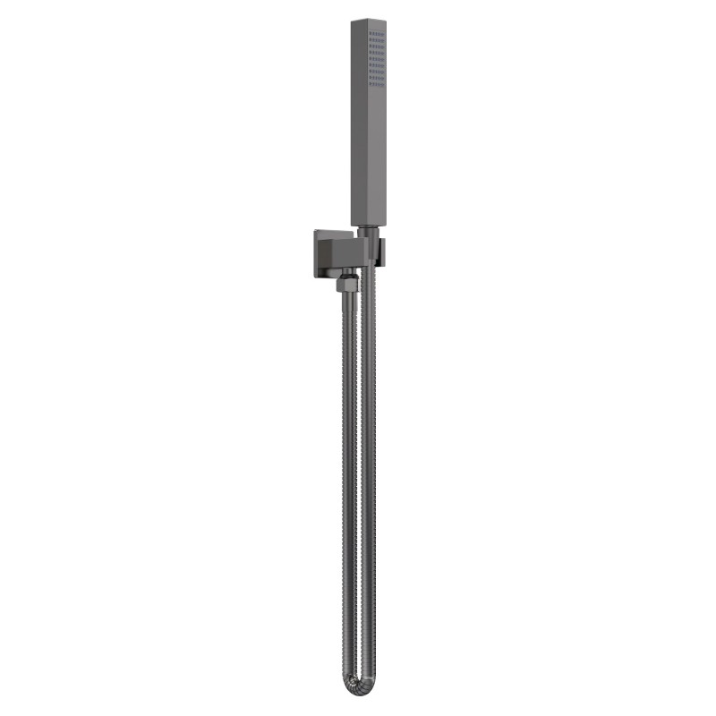 Square Outlet Elbow, Parking Bracket, Shower Hose and Handset - Brushed Pewter