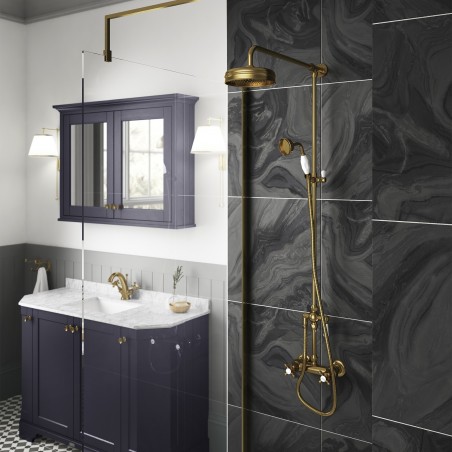 Brushed Brass Traditional Thermostatic Shower Valve & Kit