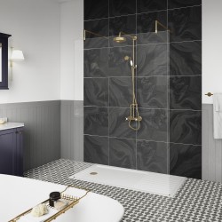 Brushed Brass Traditional Thermostatic Shower Valve & Kit - Insitu