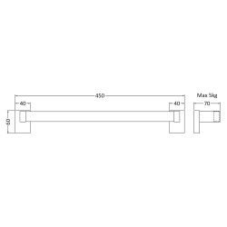 Square Magnetic Towel Rail - Technical Drawing