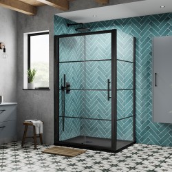 Apex Matt Black 900mm Side Shower Panel