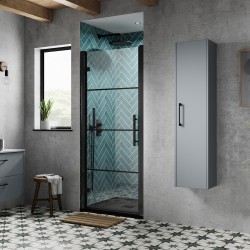 Apex Matt Black 900mm Hinged Shower Door