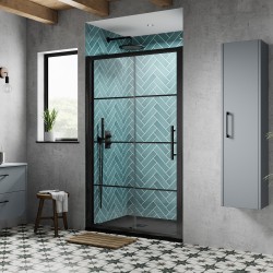 Apex Matt Black 1200mm Sliding Shower Door