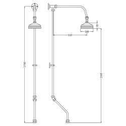 Traditional Rigid Riser Kit For Bath Shower Mixer - Technical Drawing