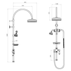Deluxe Grand Rigid Riser Kit with Diverter - Technical Drawing