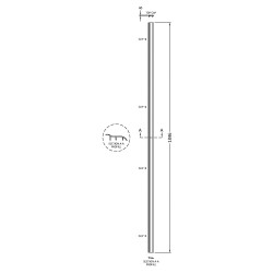Pacific 1850mm  Enclosure Screw Cover Kit Chrome - Chrome - Technical Drawing