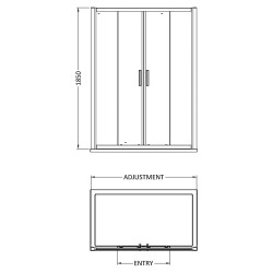 Pacific Double Sliding Shower Door 1400mm - Technical Drawing
