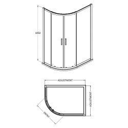 Pacific Offset Quadrant Shower Enclosure 1200x800 - Technical Drawing