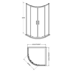 Pacific Quadrant Shower Enclosure 900x900mm - Technical Drawing