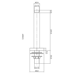 Round Shower Head Ceiling-Mounting Arm 150mm - Technical Drawing