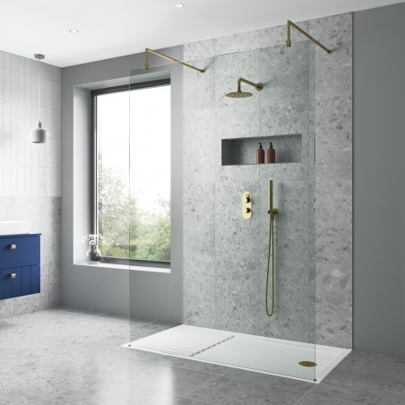 Brushed Brass Wall-Mounted Round Shower Arm