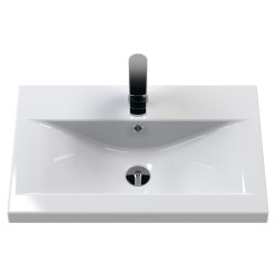 Arno 600mm Freestanding 2 Door Vanity Unit with Mid-Edge Basin - Gloss White - Insitu