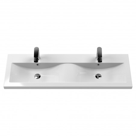 Arno 1200mm Freestanding 4 Door Vanity Unit with Double Ceramic Basin - Gloss White