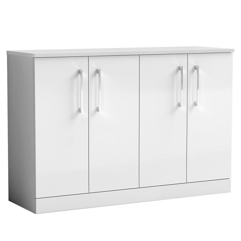 Arno 1200mm Freestanding 4 Door Vanity Unit with Worktop - Gloss White Arno 1200mm Freestanding 4 Door Vanity Unit with Worktop - Gloss White