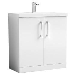 Arno 800mm Freestanding 2 Door Vanity Unit with Mid-Edge Basin - Gloss White