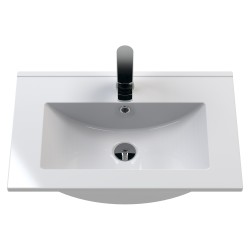 Arno 600mm Wall Hung Single Drawer Vanity Unit with Minimalist Basin - Gloss White