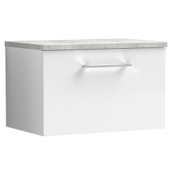 Arno 600mm Wall Hung Single Drawer Vanity Unit with Laminate Top - Gloss White