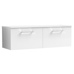 Arno 1200mm Wall Hung 2 Drawer Vanity Unit with Worktop - Gloss White