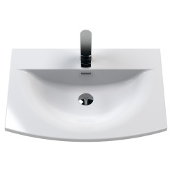 Arno 600mm Wall Hung 2 Door Vanity Unit with Curved Basin - Gloss White - Insitu