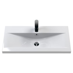 Arno 800mm Wall Hung Single Drawer Vanity Unit with Mid-Edge Basin - Gloss White