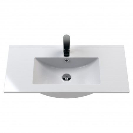 Arno 800mm Wall Hung Single Drawer Vanity Unit with Minimalist Basin - Gloss White