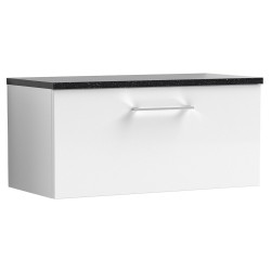 Arno 800mm Wall Hung Single Drawer Vanity Unit with Laminate Top - Gloss White