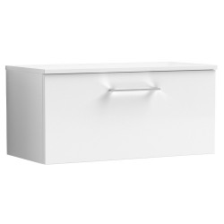 Arno 800mm Wall Hung Single Drawer Vanity Unit with Worktop - Gloss White