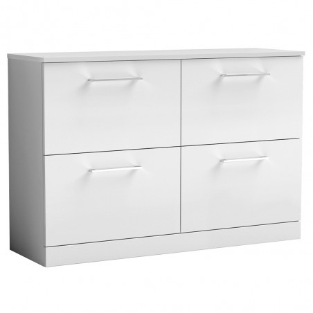 Arno 1200mm Freestanding 4 Drawer Vanity Unit with Worktop - Gloss White