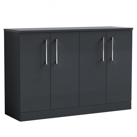 Arno 1200mm Freestanding 4 Door Vanity Unit with Laminate Worktop - Soft Black