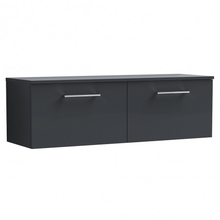 Arno 1200mm Wall Hung 2 Drawer Vanity & Laminate Worktop - Soft Black