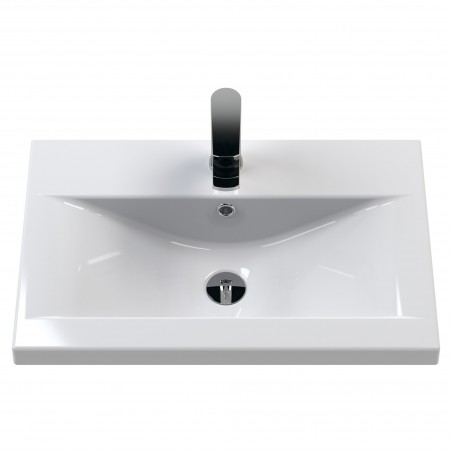 Arno 600mm Wall Hung 2 Door Vanity & Mid-Edge Ceramic Basin - Soft Black