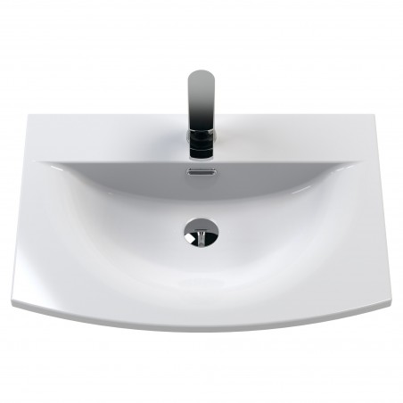 Arno 600mm Wall Hung 2 Door Vanity & Curved Ceramic Basin - Soft Black