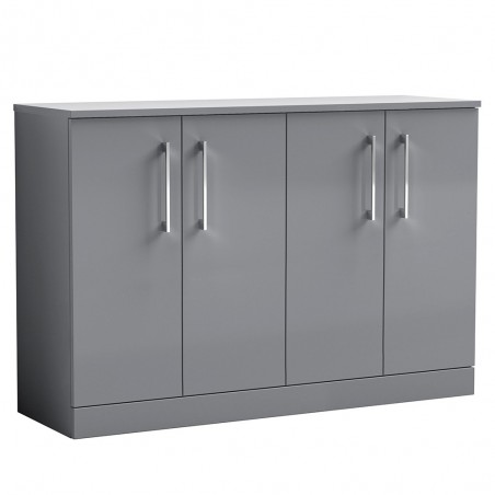 Arno 1200mm Freestanding 4 Door Vanity Unit with Laminate Worktop - Satin Grey