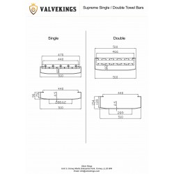 Chrome Towel Bar for Supreme Single Aluminium Radiator - Technical Drawing
