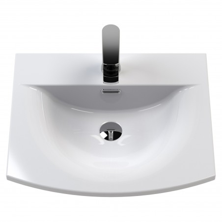 Arno 500mm Wall Hung 2 Door Vanity & Curved Ceramic Basin - Satin Grey