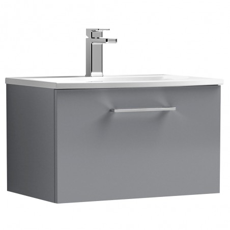 Arno 600mm Wall Hung 1 Drawer Vanity & Curved Ceramic Basin -