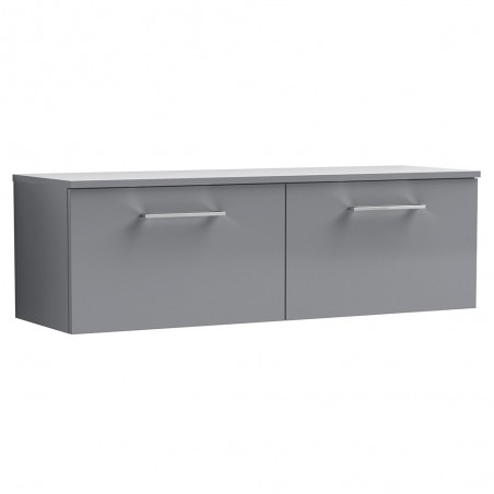 Arno 1200mm Wall Hung 2 Drawer Vanity & Laminate Worktop - Satin Grey