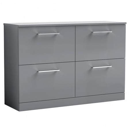 Arno 1200mm Freestanding 4 Drawer Vanity & Laminate Worktop - Satin Grey