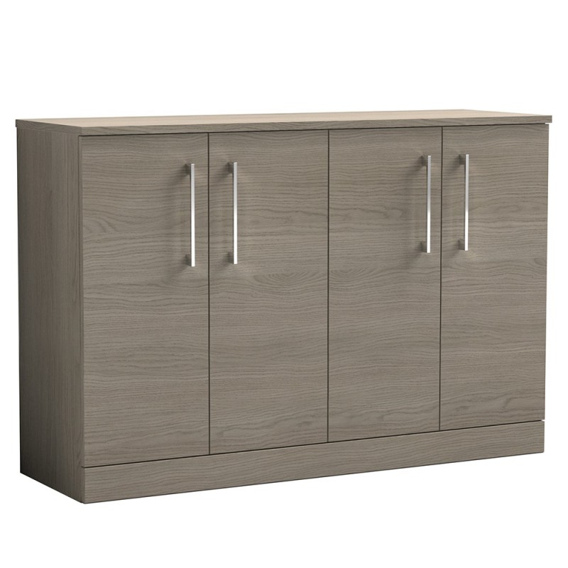 Arno 1200mm Freestanding 4 Door Vanity Unit with Worktop - Solace Oak Woodgrain Arno 1200mm Freestanding 4 Door Vanity Unit with Worktop - Solace Oak Woodgrain
