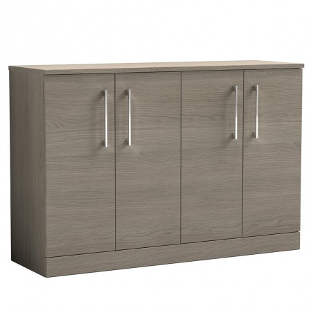 Arno 1200mm Freestanding 4 Door Vanity Unit with Worktop - Solace Oak Woodgrain