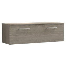 Arno 1200mm Wall Hung 2 Drawer Vanity Unit with Worktop - Solace Oak